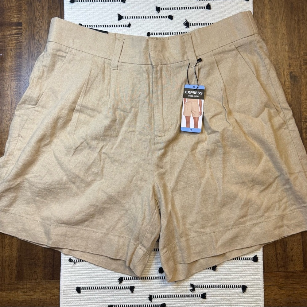 NWT Express Linen Shorts - Khaki - High Rise - Size 10